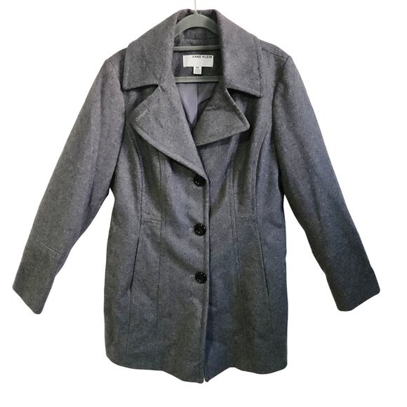 Anne Klein Women's Size S Longline Peacoat Gray Wool Blend Fall Academia NWT - Picture 1 of 7